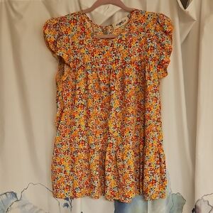 Colorful Floral Women's Blouse L/xl